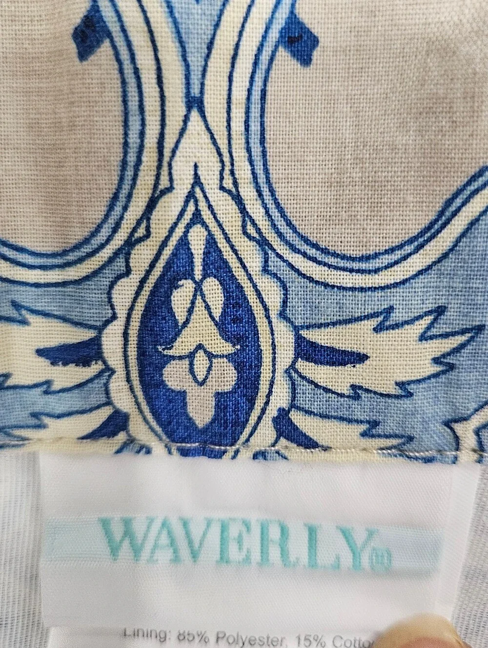 Waverly Moonlit Shadows Wave Valances Blue Medallion Floral Paisley 52x18